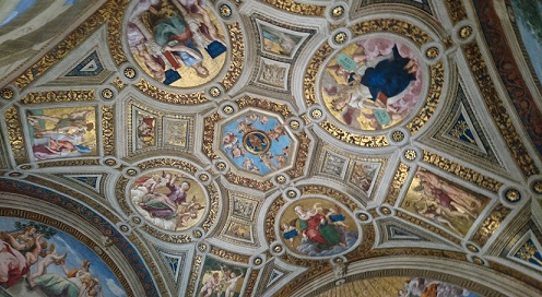 イタリア、ローマ、バチカン美術館の天井画