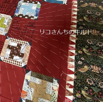 製作中のパッチワークキルト