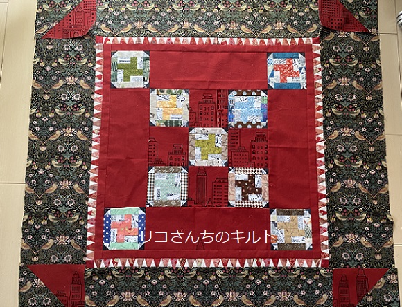 自作のパッチワークキルト制作中