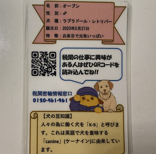 名古屋税関麻薬探知犬