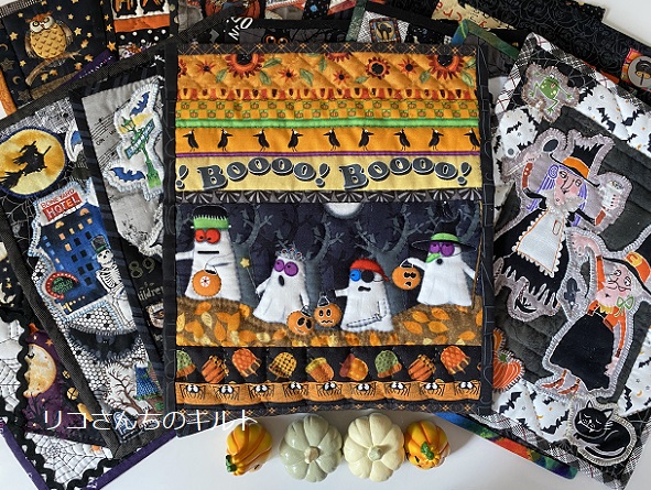 自作のパッチワークミニキルト（ハロウイン）
