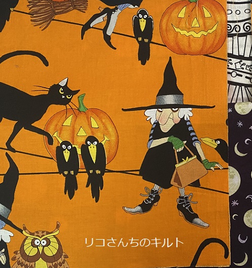 自作のパッチワークキルト(ハロウイン)