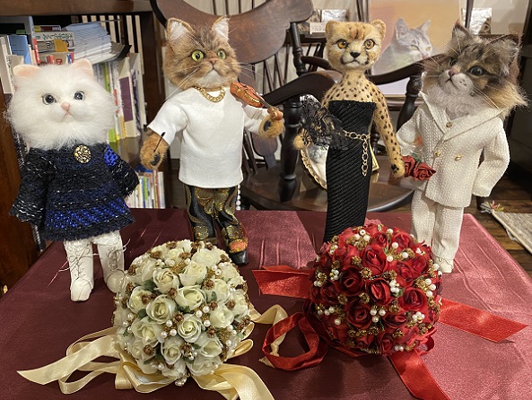 日日のクラフト美卯(愛知県一宮市)で開催中作品展(手羽サキさんのフェルトネコ)