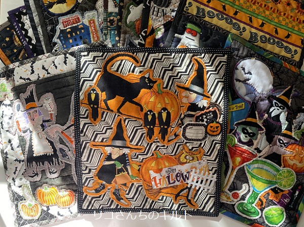 自作のパッチワークキルト（ハロウイン）