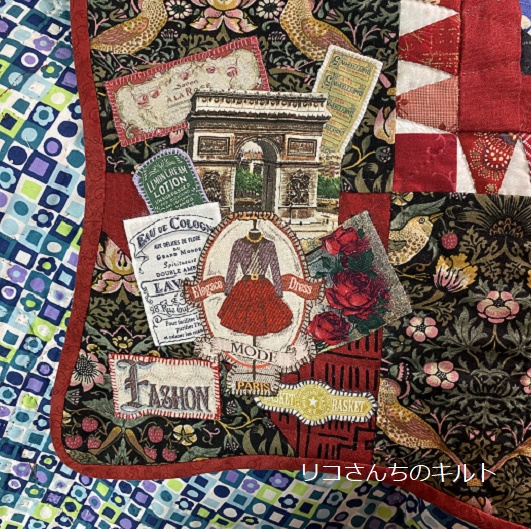 自作のパッチワークキルト(作品タイトル・パリに恋して)