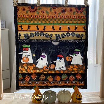 自作のパッチワークキルト（ハロウイン）