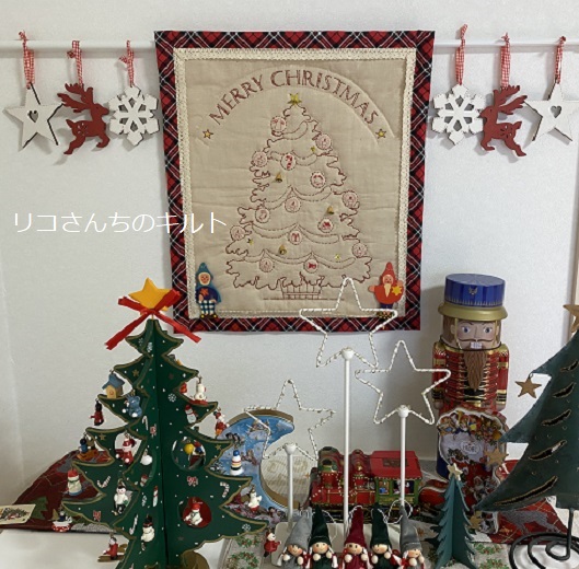 自作のパッチワークタペストリー(ツリー)