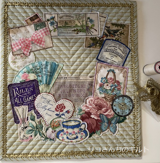 製作中のパッチワークキルト（ニューイヤーミニタペストリー）