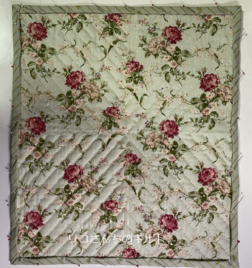 製作中のパッチワークキルト（ニューイヤーミニタペストリー）