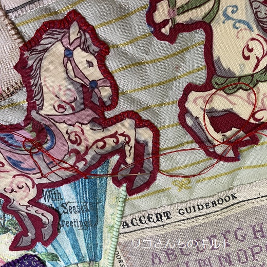 製作中のパッチワークキルト（ニューイヤーミニタペストリー）