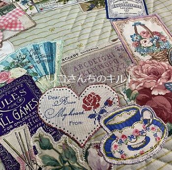 自作のパッチワークキルト制作中（ニューイヤーミニタペストリー）