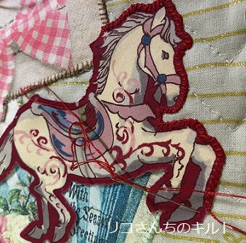 製作中のパッチワークキルト（ニューイヤーミニタペストリー）