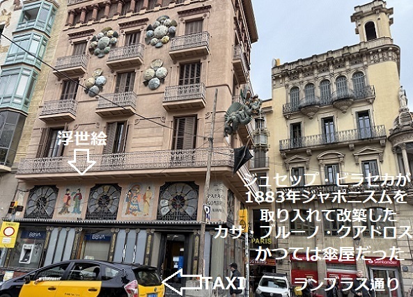 ランブラス通りの建築物カサ・ブルーノ・クアドロス