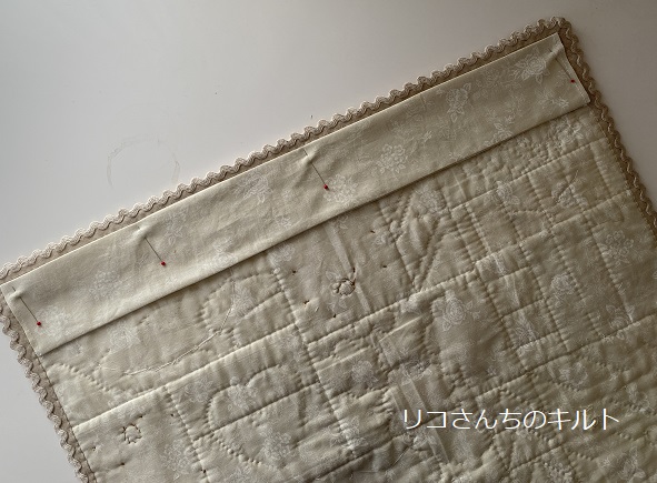 自作のパッチワークキルト（いやしのひととき）